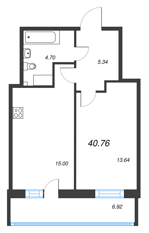 1 ккв 40,8 м²