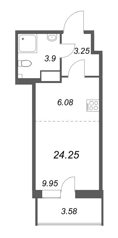 Студия 24,3 м²