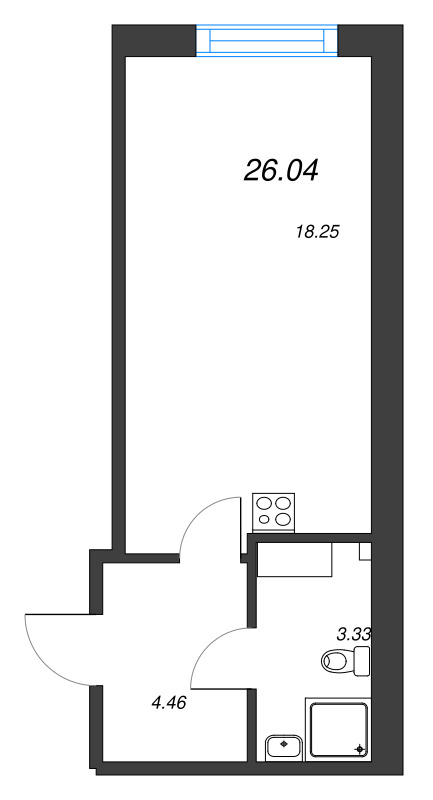 Студия 26 м²