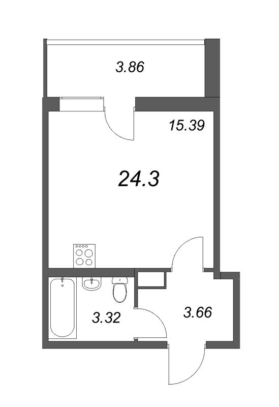 Студия 25,1 м²
