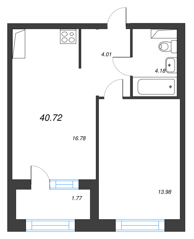 2 ккв (Евро) 40,7 м²