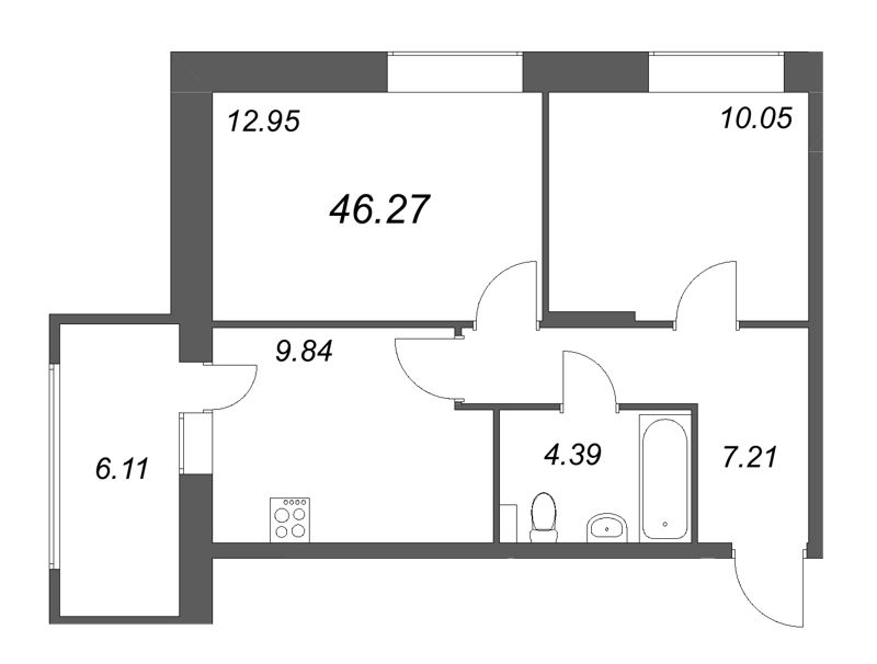 2 ккв 46,3 м²