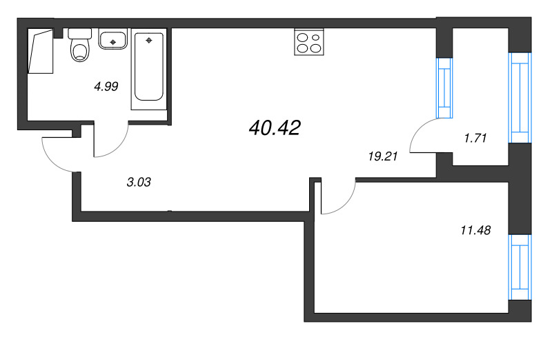 2 ккв (Евро) 40,4 м²