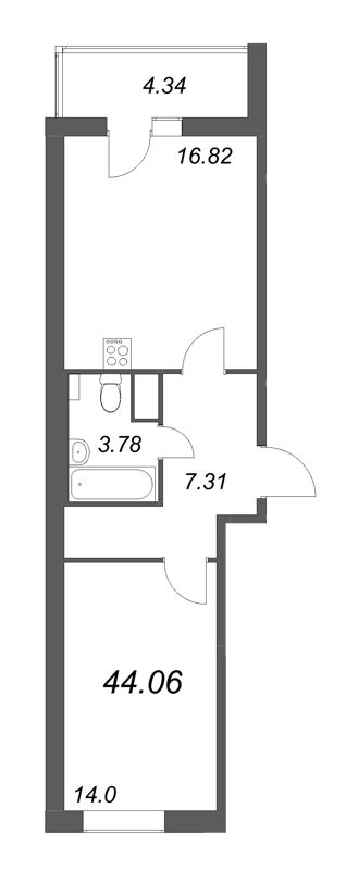 2 ккв (Евро) 44,5 м²