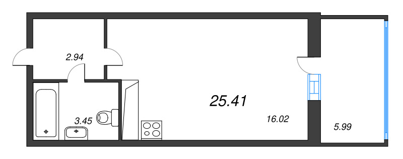 Студия 23,9 м²