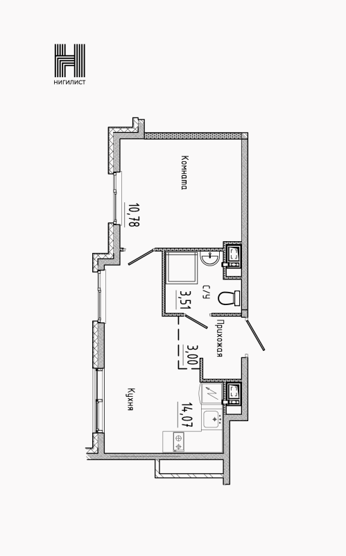 1 ккв 31,3 м²