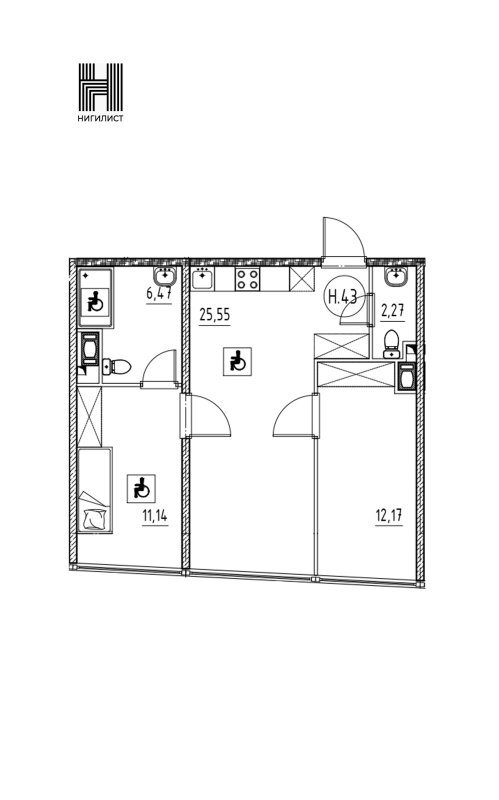 3 ккв (Евро) 57,6 м²