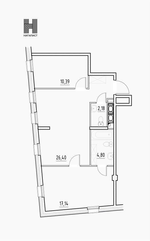 3 ккв (Евро) 61 м²