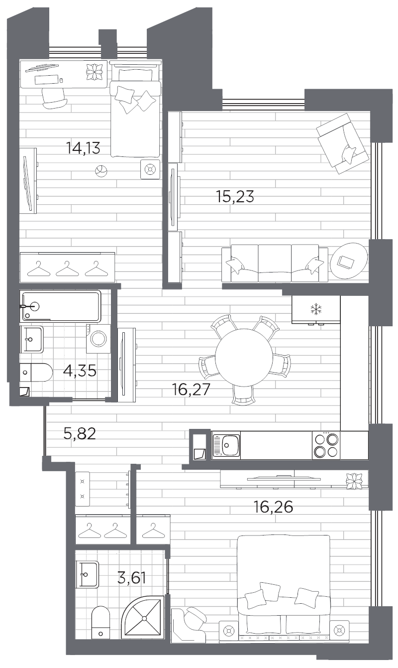 4 ккв (Евро) 75,7 м²