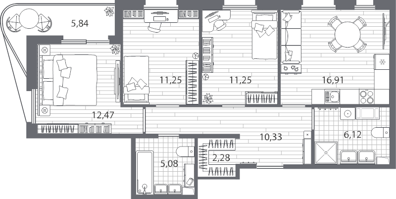 4 ккв (Евро) 79,1 м²