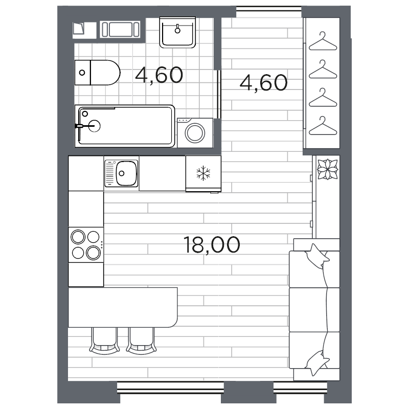 Студия 27,2 м²