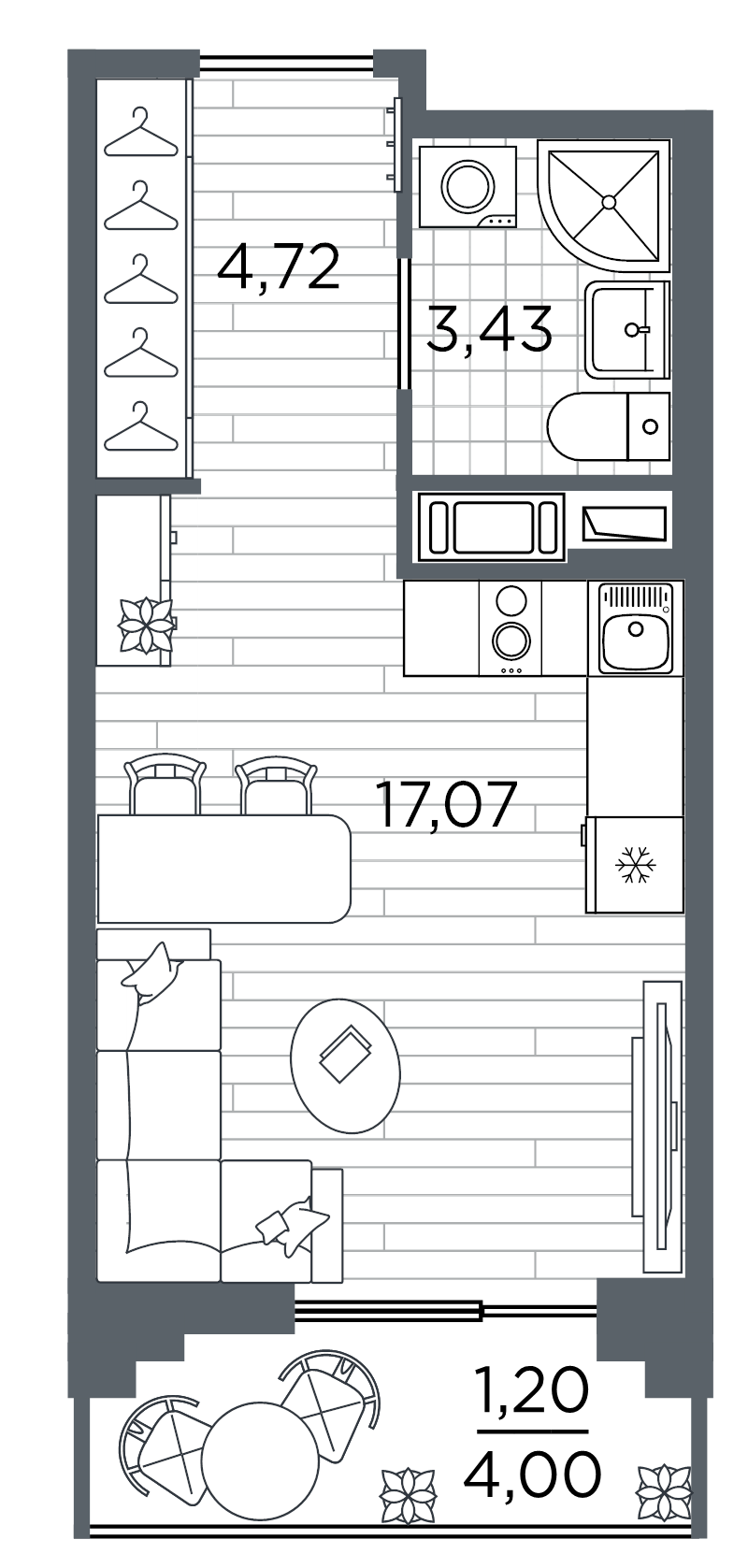 Студия 26,4 м²