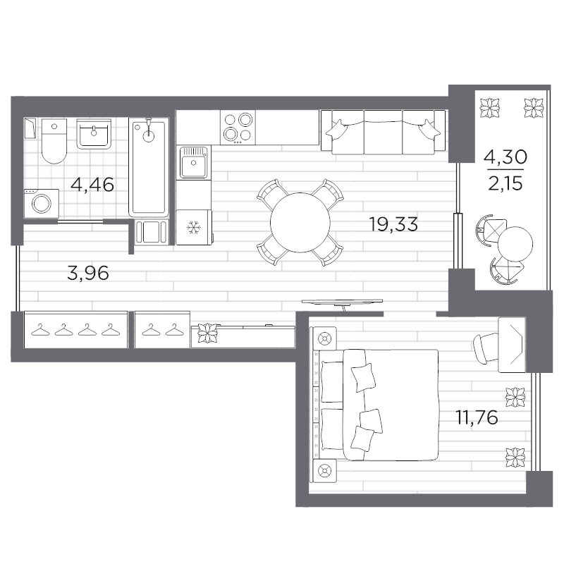 2 ккв (Евро) 41,7 м²