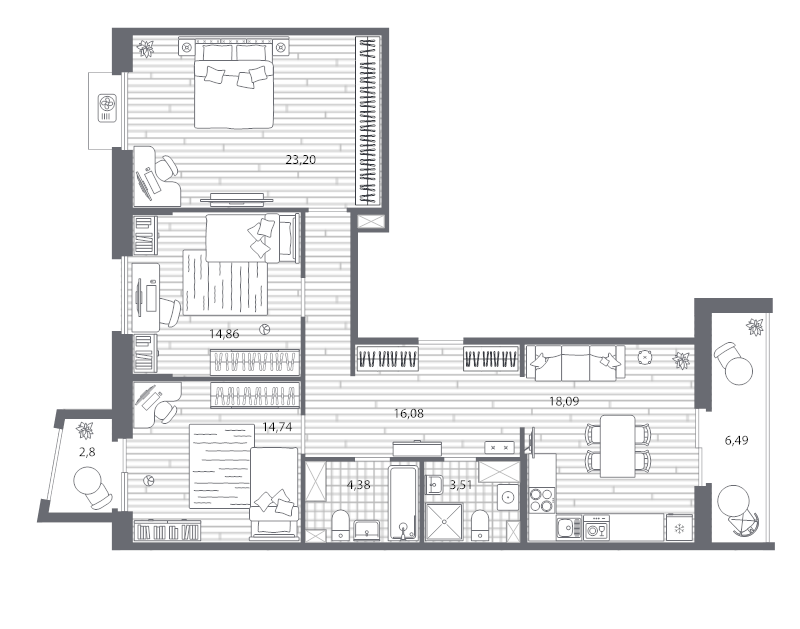 4 ккв (Евро) 99,1 м²