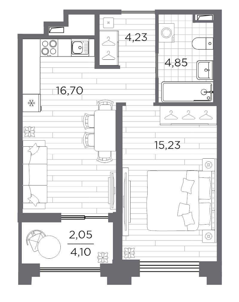2 ккв (Евро) 43,1 м²