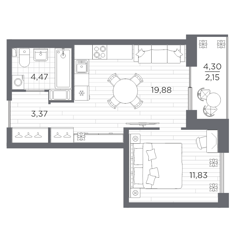 2 ккв (Евро) 41,7 м²