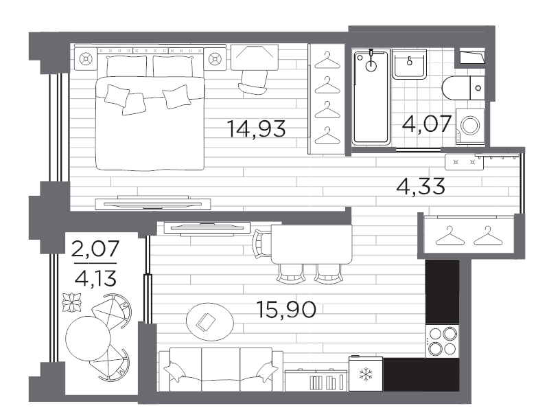 2 ккв (Евро) 41,3 м²