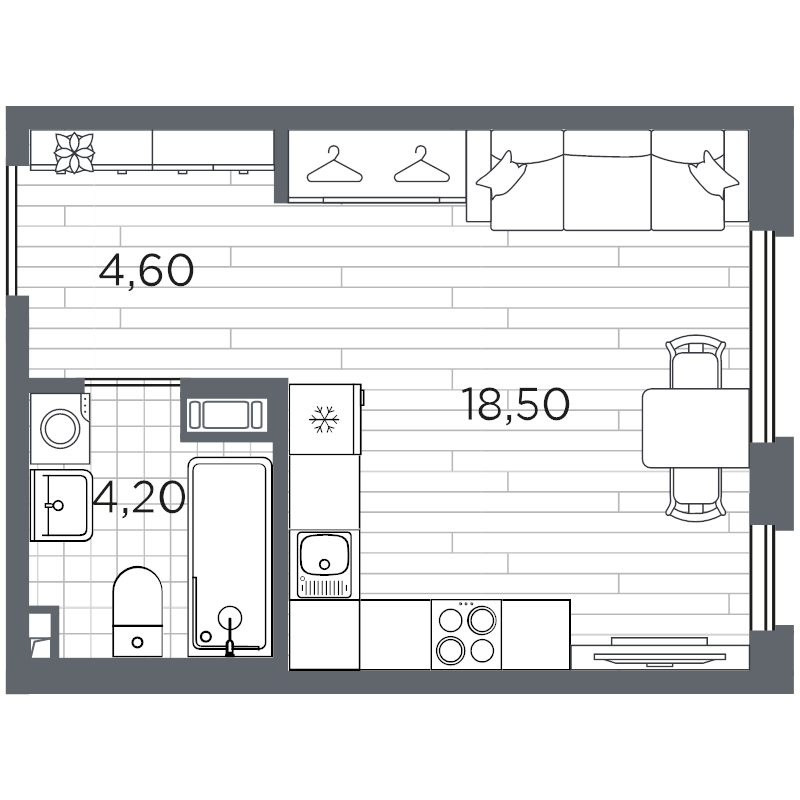 Студия 27,3 м²