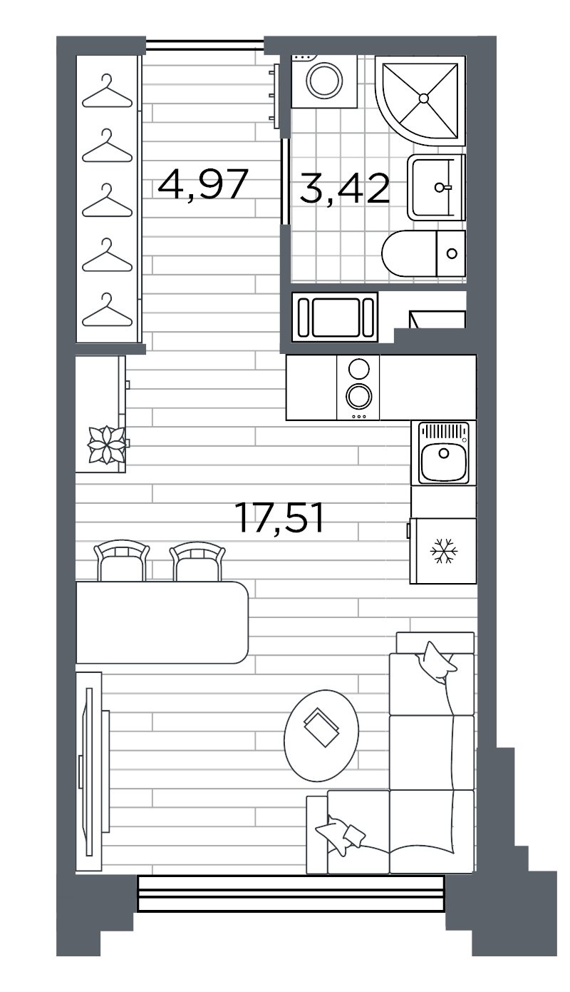 Студия 25,9 м²
