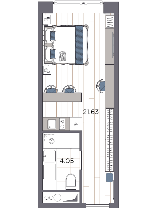 Студия 25,7 м²