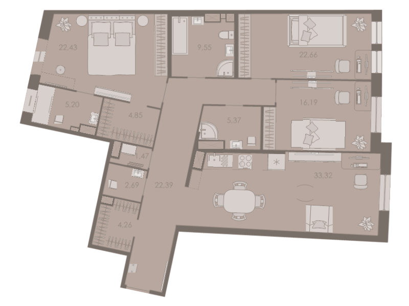 4 ккв (Евро) 150,2 м²