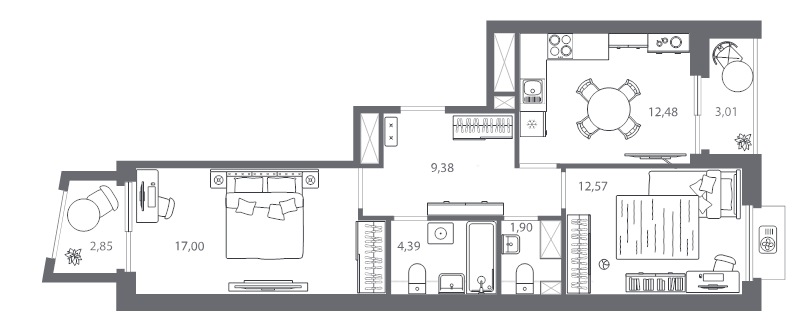2 ккв 60,4 м²