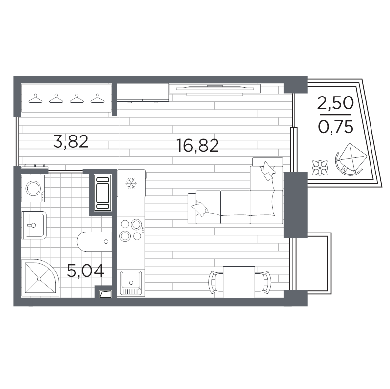 Студия 26,4 м²