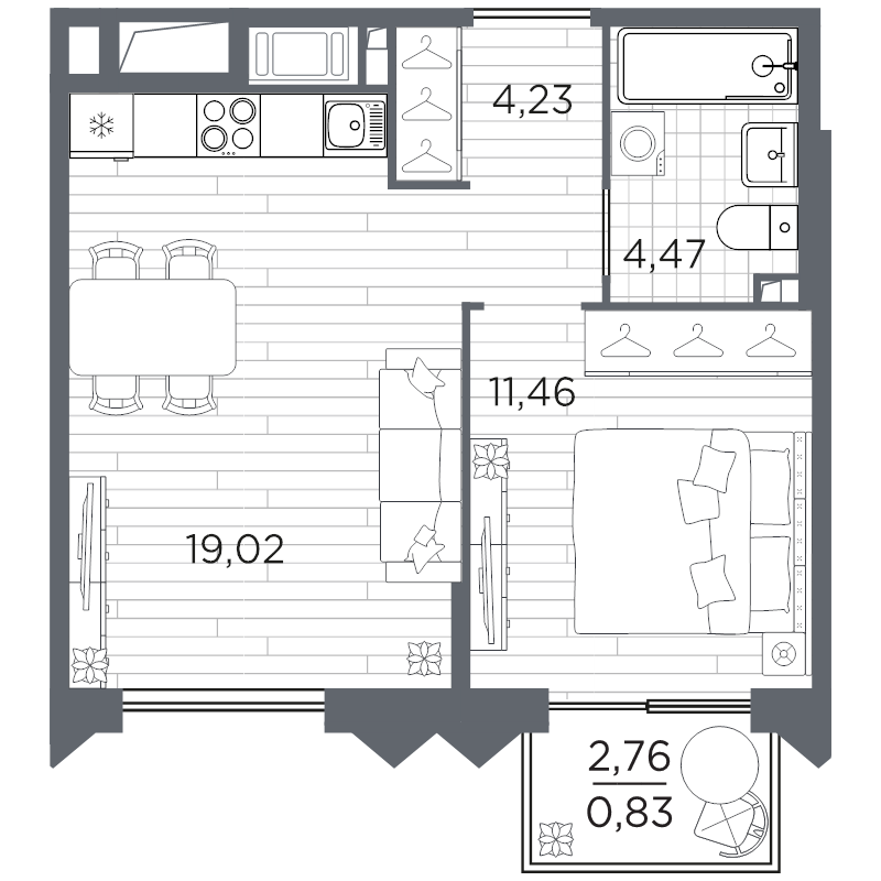 2 ккв (Евро) 40 м²