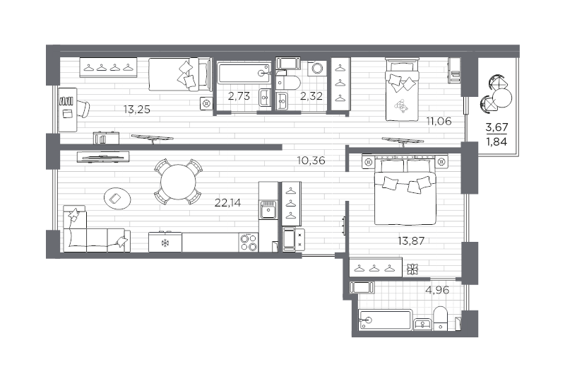 4 ккв (Евро) 82,5 м²