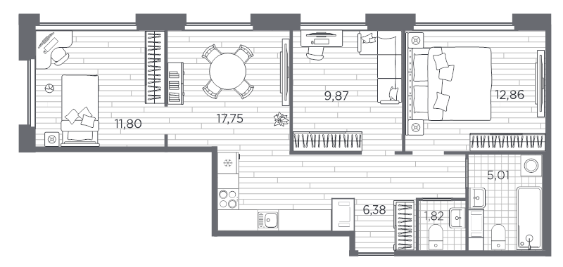 4 ккв (Евро) 66,6 м²