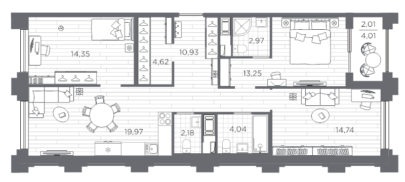 4 ккв (Евро) 89,1 м²