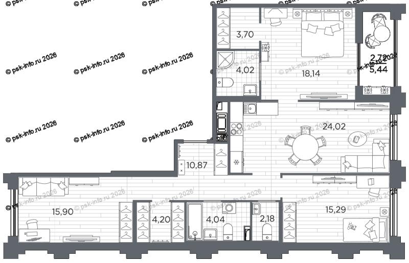 4 ккв (Евро) 105,5 м²