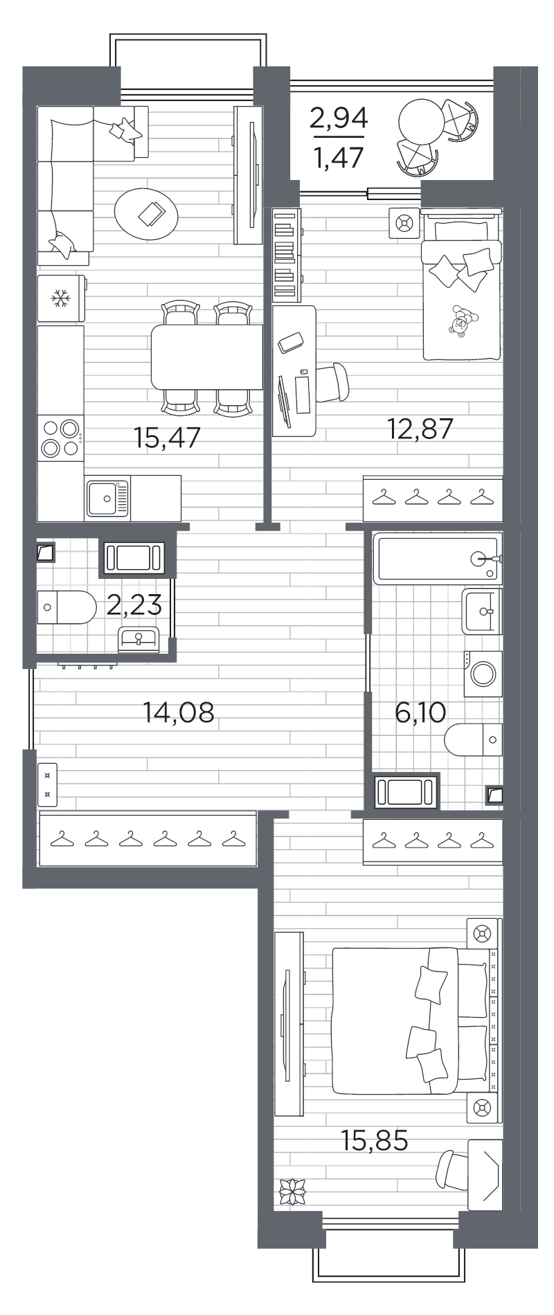 3 ккв (Евро) 68,1 м²
