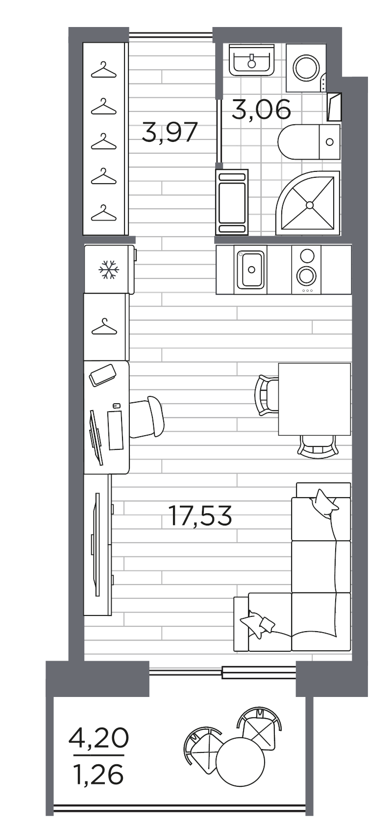 Студия 25,8 м²