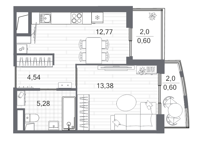 1 ккв 37,2 м²