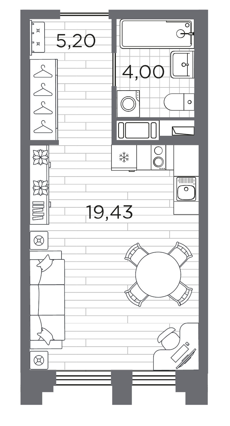 Студия 28,6 м²