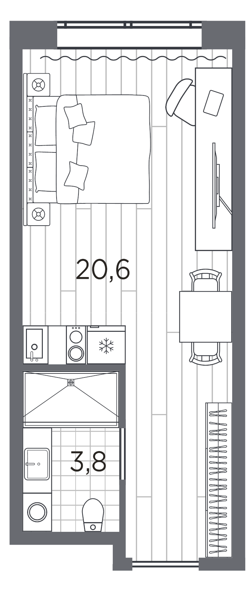Студия 24,4 м²