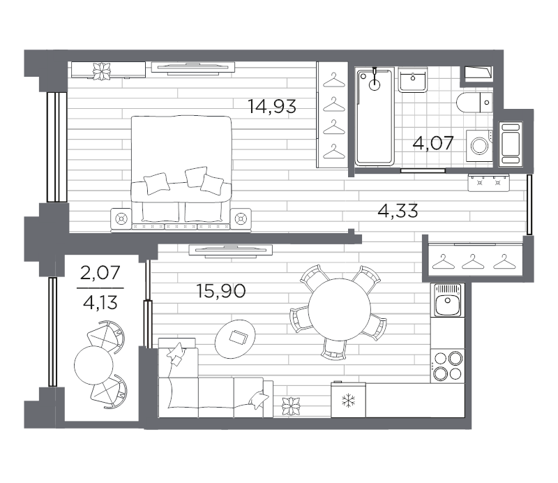 2 ккв (Евро) 41,3 м²