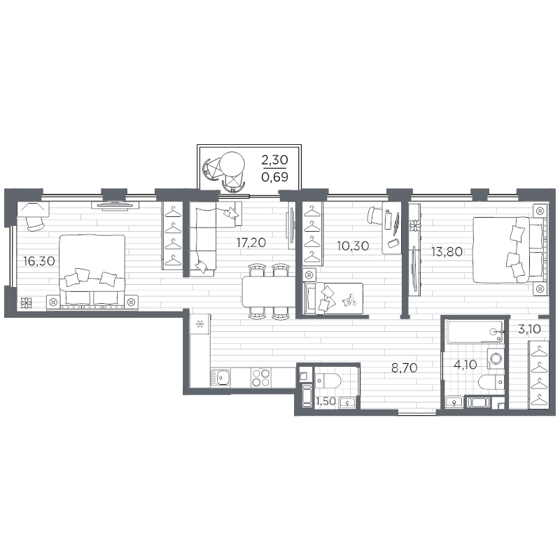 4 ккв (Евро) 75,7 м²