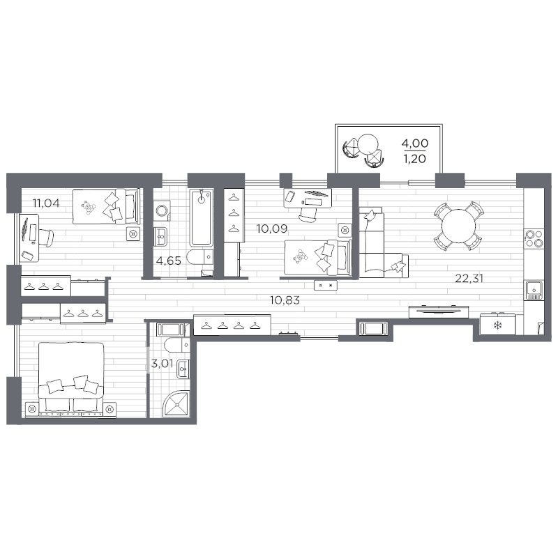 4 ккв (Евро) 75,1 м²