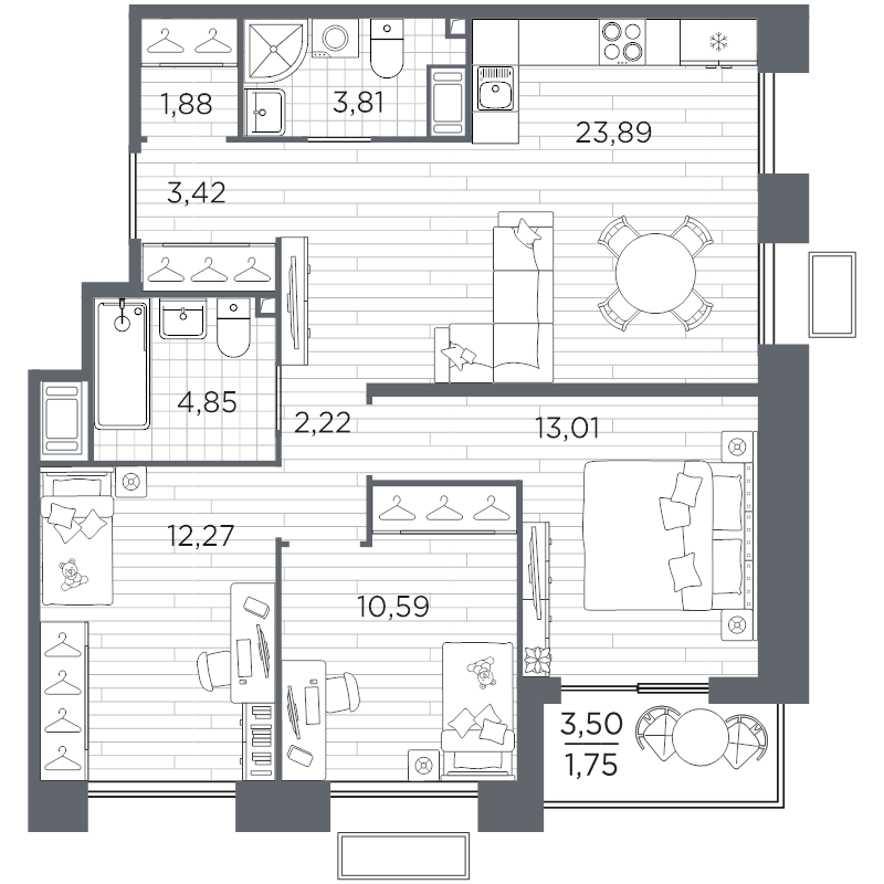 4 ккв (Евро) 77,7 м²