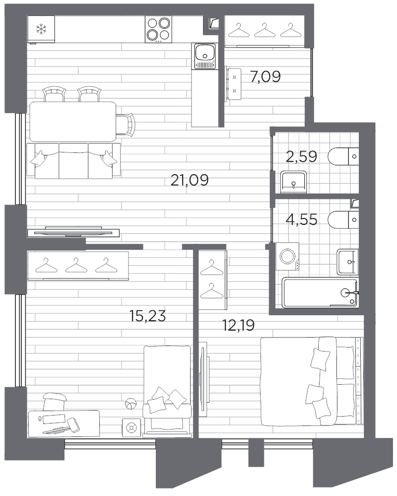 3 ккв (Евро) 62,7 м²