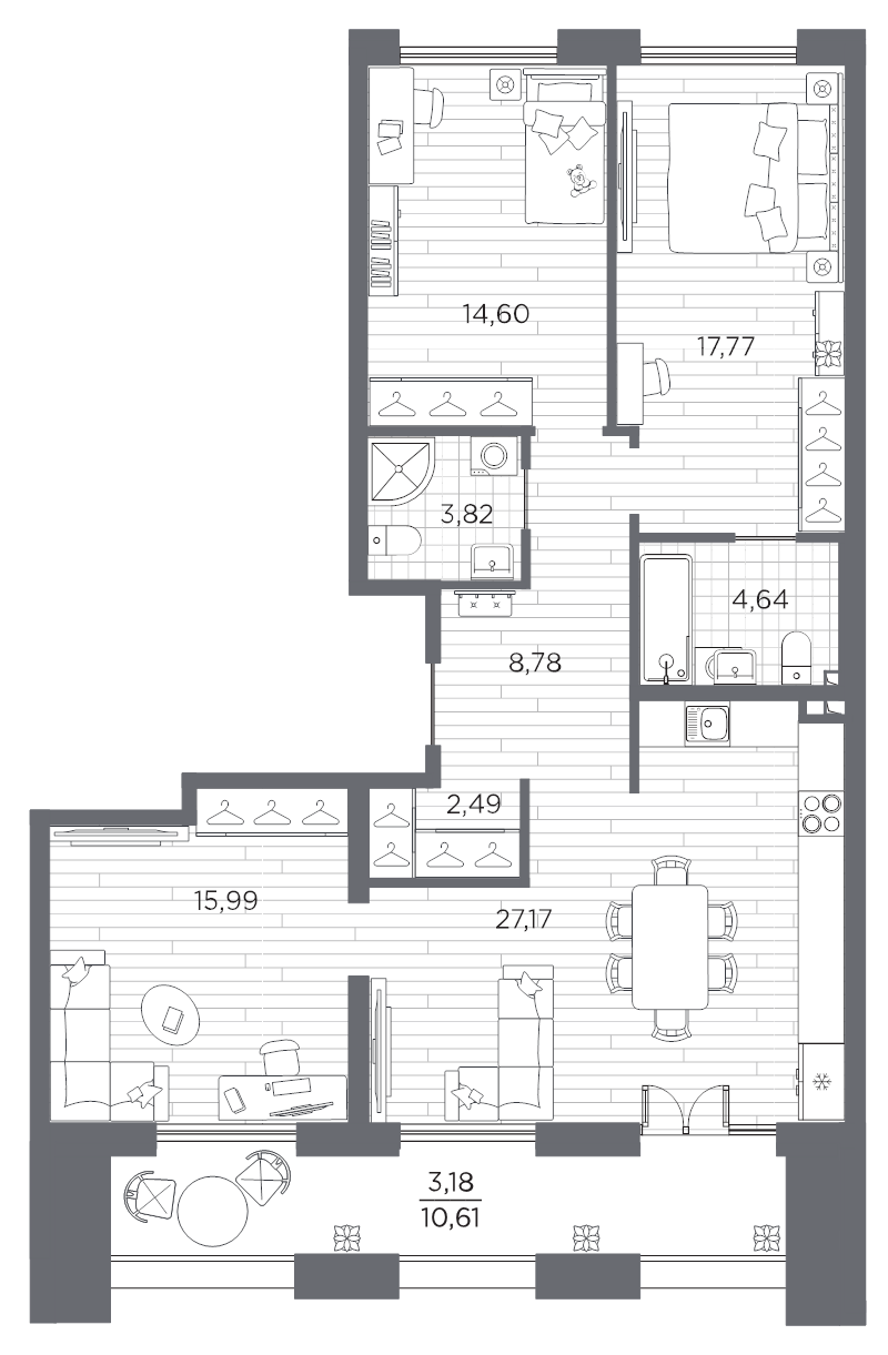 4 ккв (Евро) 98,7 м²