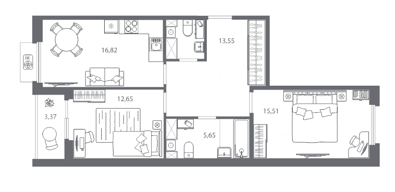 3 ккв (Евро) 67,8 м²