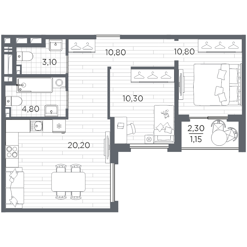 3 ккв (Евро) 61,2 м²