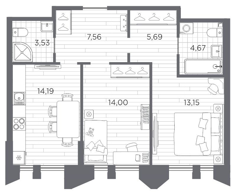 2 ккв 62,8 м²