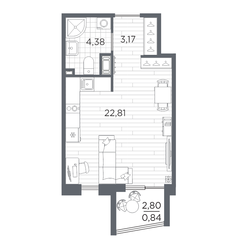 Студия 31,2 м²