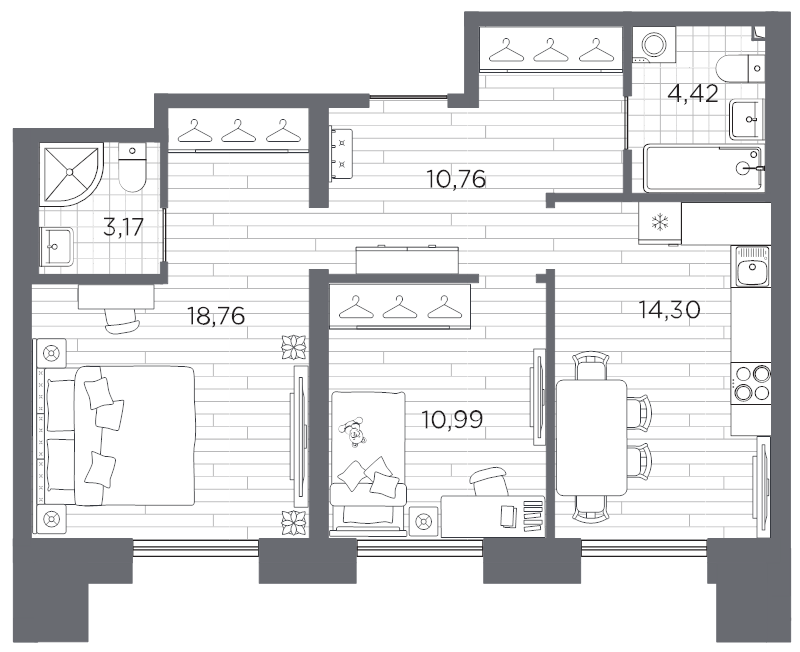 2 ккв 62,4 м²