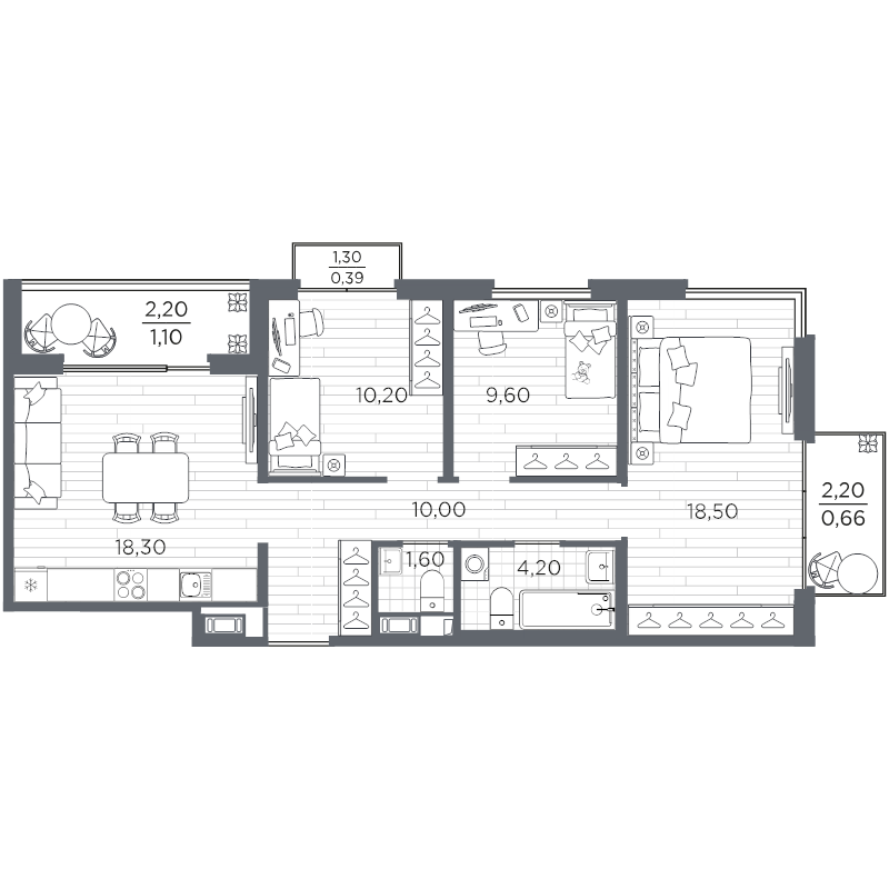 4 ккв (Евро) 74,6 м²