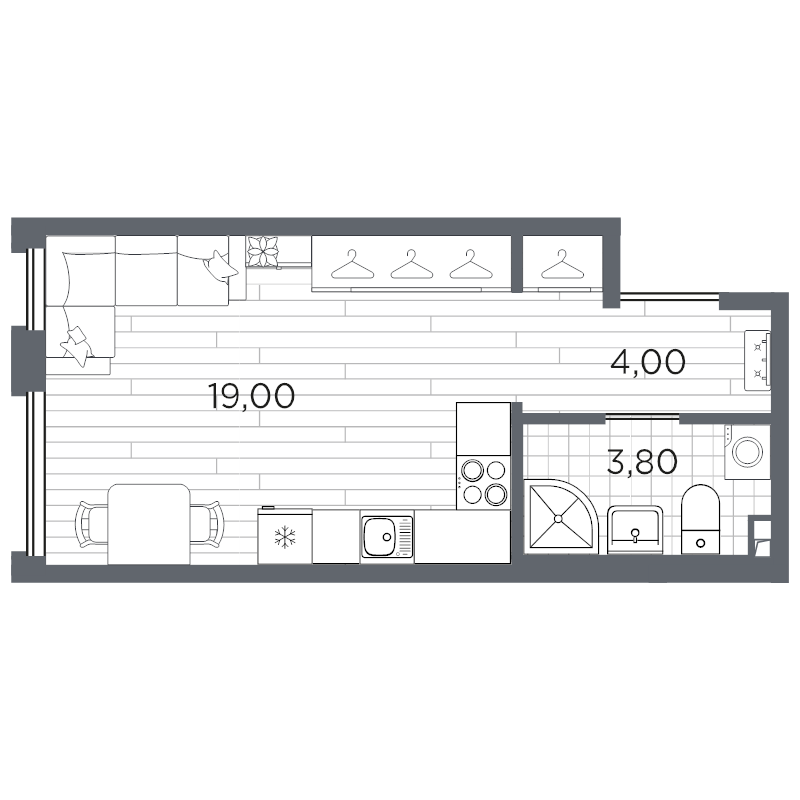 Студия 26,8 м²